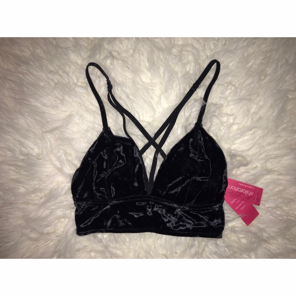Black velvet bralette